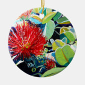 Mele Kalikimaka Red Ohia Lehua Keramik Ornament (Vorne)