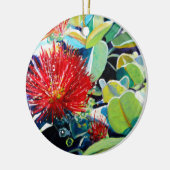Mele Kalikimaka Red Ohia Lehua Keramik Ornament (Links)