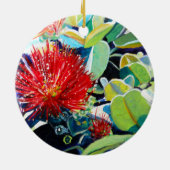 Mele Kalikimaka Red Ohia Lehua Keramik Ornament (Hinten)