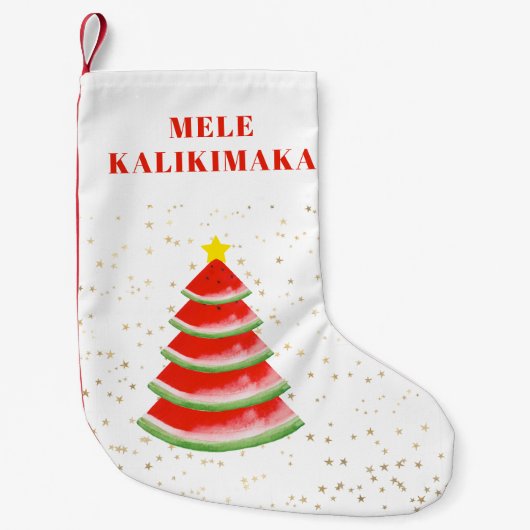 Mele Kalikimaka Red Watermelon Tree Kleiner Weihnachtsstrumpf (Vorderseite)