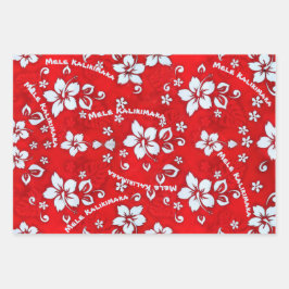 Mele Kalikimaka Red Wrapping Paper Geschenkpapier Set