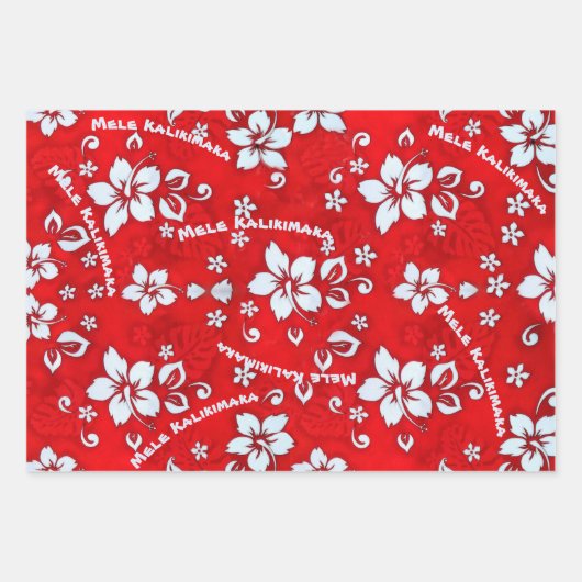 Mele Kalikimaka Red Wrapping Paper Geschenkpapier Set (Vorderseite)
