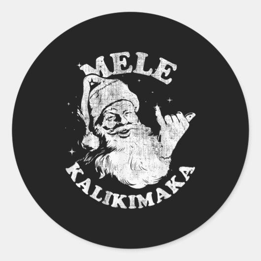Mele Kalikimaka Retro Hawaii Santa Aloha Christmas Runder Aufkleber (Vorderseite)