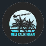 Mele Kalikimaka Retro Hawaiian Christmas Family Va Runder Aufkleber<br><div class="desc">Mele Kalikimaka Retro Hawaiianische Weihnachtsfamilie Urlaub</div>