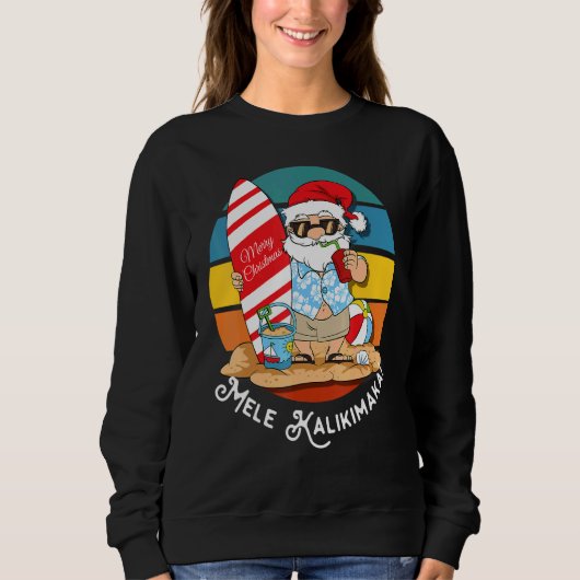 Mele Kalikimaka Retro Hawaiianische Weihnachten im Sweatshirt (Vorderseite)