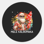 Mele Kalikimaka Retro Santa Rock On Pjs Christmas Runder Aufkleber (Vorderseite)