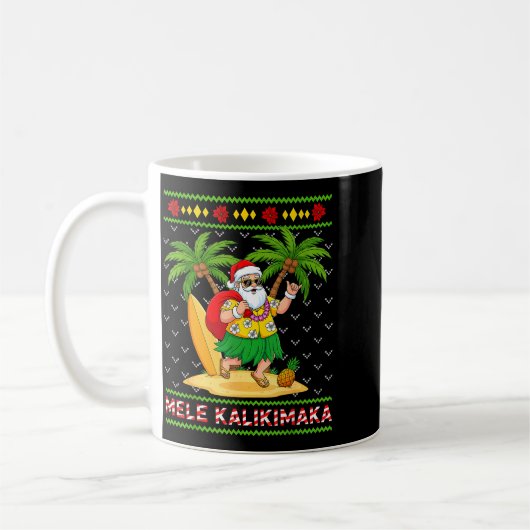 Mele Kalikimaka Retro Santa Shaka Hawaii Ugly Chri Kaffeetasse (Links)