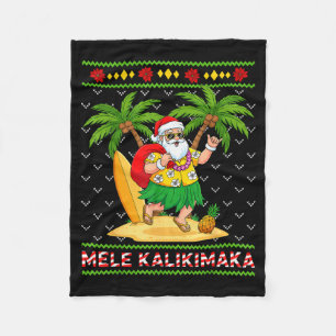 Mele Kalikimaka Retro Weihnachtsmann Shaka Hawaii Fleecedecke