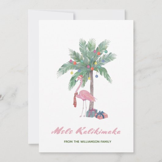 Mele Kalikimaka Rosa Flamingo in Weihnachtsmannmüt (Vorderseite)