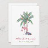 Mele Kalikimaka Rosa Flamingo in Weihnachtsmannmüt (Vorne/Hinten)
