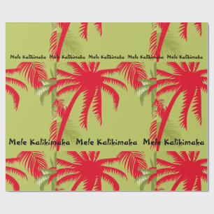 Mele Kalikimaka Rot- und Grünpalmenumhüllungspap Geschenkpapier