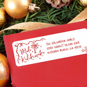 Mele Kalikimaka rote handgezeichnete Weihnachtsadr