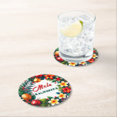 Mele Kalikimaka Runder Pappuntersetzer (Vor Ort)