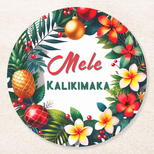 Mele Kalikimaka Runder Pappuntersetzer (Vorderseite)