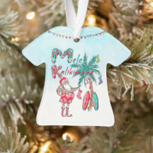 Mele Kalikimaka Santa Aloha Shirt Ornament