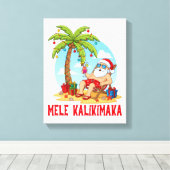 Mele Kalikimaka Santa Christmas Leinwanddruck (Insitu (Holzboden))
