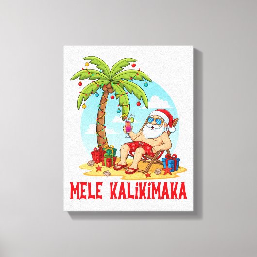 Mele Kalikimaka Santa Christmas Leinwanddruck (Vorderseite)