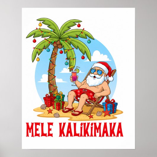 Mele Kalikimaka Santa Christmas Poster (Vorne)