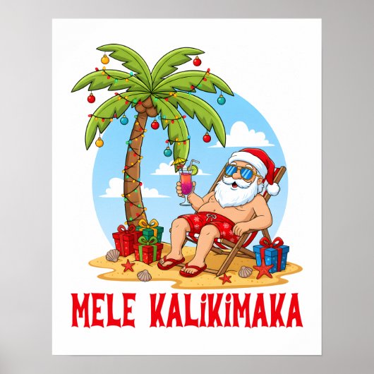 Mele Kalikimaka Santa Christmas Poster (Vorne)