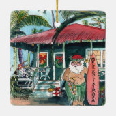 Mele Kalikimaka Santa Christmas Square Keramikornament (Rückseite)
