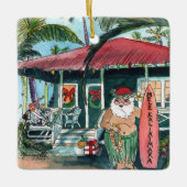 Mele Kalikimaka Santa Christmas Square Keramikornament (Vorderseite)