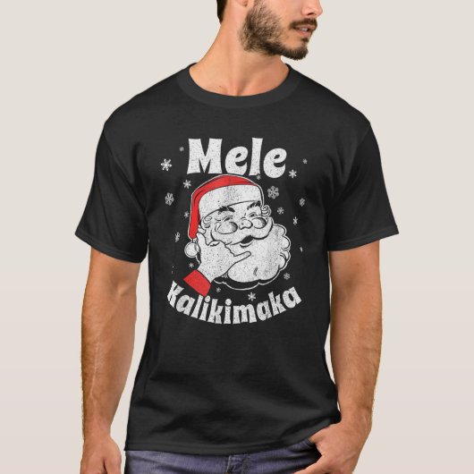 Mele Kalikimaka Santa Claus Shaka Hawaiian Christm T-Shirt (Vorderseite)