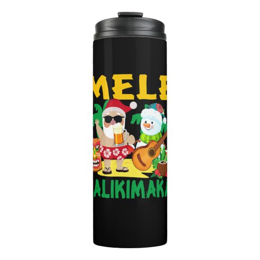 Mele Kalikimaka Santa Claus Snowman Funny Christma Thermosbecher (Vorderseite)