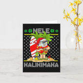 Mele Kalikimaka Santa Claus Surfer Guitar Hawaiian Karte (Gelbe Blume)