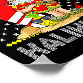 Mele Kalikimaka Santa Claus Surfer Guitar Hawaiian Poster (Ecke)