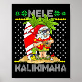 Mele Kalikimaka Santa Claus Surfer Guitar Hawaiian Poster (Vorne)