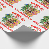 Mele Kalikimaka Santa Claus Tiki Geschenkpapier (Ecke)