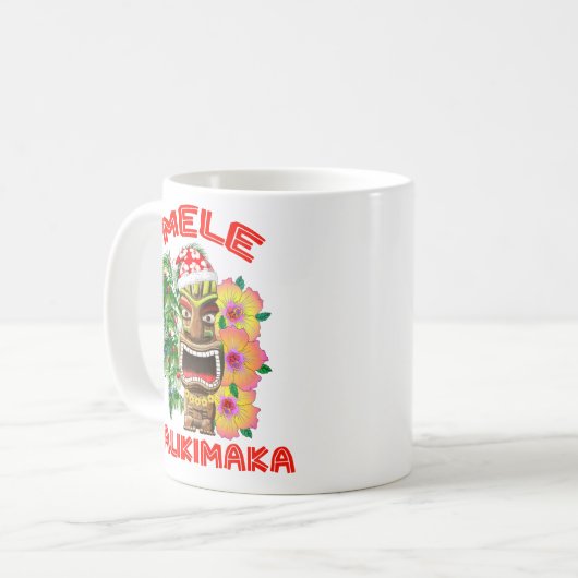 Mele Kalikimaka Santa Claus Tiki Kaffeetasse (Vorderseite Links)