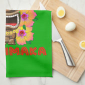 Mele Kalikimaka Santa Claus Tiki Küchentuch (Viertel Falte)