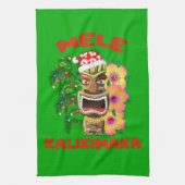 Mele Kalikimaka Santa Claus Tiki Küchentuch (Vertikal)