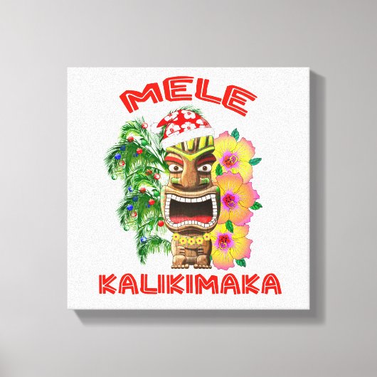Mele Kalikimaka Santa Claus Tiki Leinwanddruck (Vorderseite)