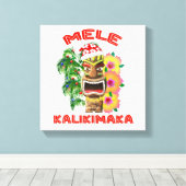 Mele Kalikimaka Santa Claus Tiki Leinwanddruck (Insitu (Holzboden))