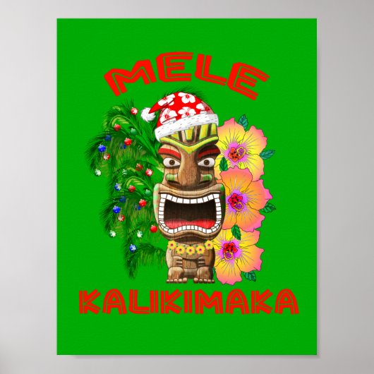 Mele Kalikimaka Santa Claus Tiki Poster (Vorne)