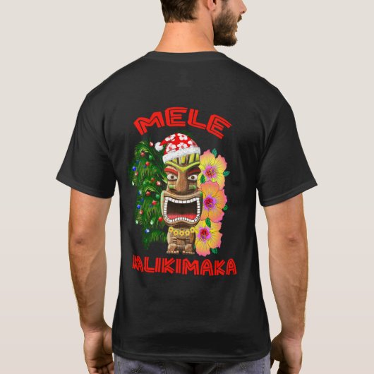 Mele Kalikimaka Santa Claus Tiki T-Shirt (Rückseite)