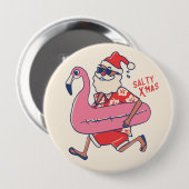 Mele Kalikimaka Santa Flamingo Christmas Getaways Button (Vorne & Hinten)