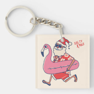 Mele Kalikimaka Santa Flamingo Christmas Getaways Schlüsselanhänger