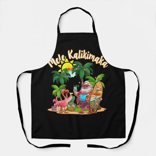 Mele Kalikimaka Santa Flamingo Tropical Christmas Schürze (Vorderseite)