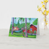 Mele Kalikimaka Santa on Feria Card Karte (Gelbe Blume)