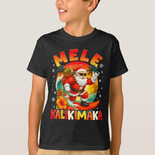 Mele Kalikimaka Santa Rock On Hawaii Christmas Xma T-Shirt (Vorderseite)