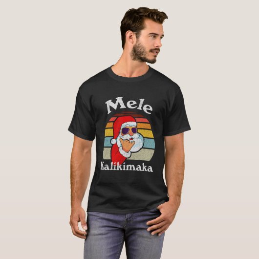 Mele Kalikimaka Santa Shaka Hawaii T-Shirt (Vorne ganz)
