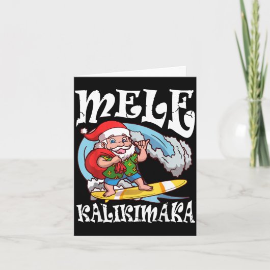 Mele Kalikimaka Santa Surfing Hawaii Christmas Karte (Vorderseite)