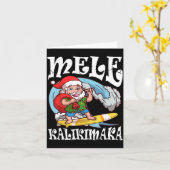 Mele Kalikimaka Santa Surfing Hawaii Christmas Karte (Gelbe Blume)