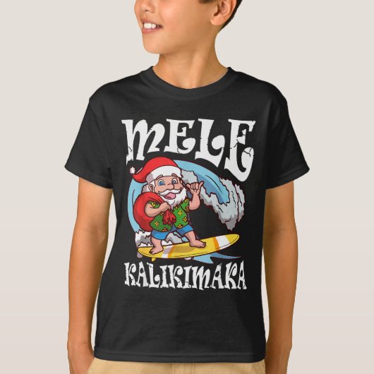 Mele Kalikimaka Santa Surfing Hawaii Christmas  T-Shirt (Vorderseite)