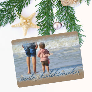 Mele Kalikimaka Script w/Starfish Holiday Foto Feiertagskarte