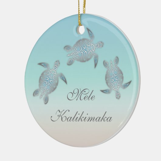 Mele Kalikimaka | Sea Turtle Hawaii Weihnachten Keramik Ornament (Links)