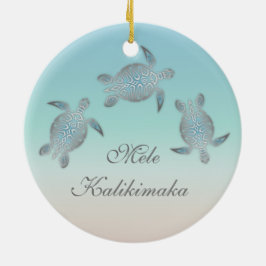  Mele Kalikimaka | Sea Turtle Hawaii Weihnachten Keramik Ornament